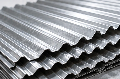 Silver corrugated galvanised sheets